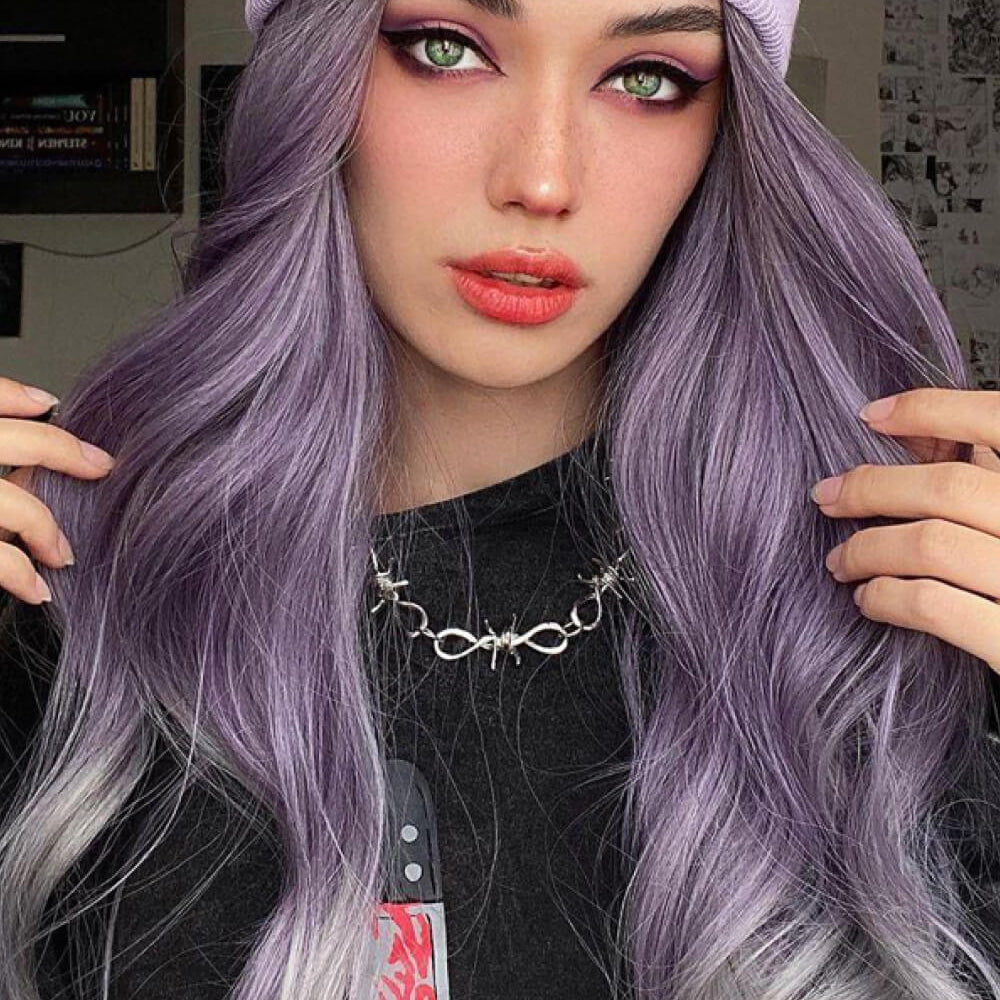 
                  
                    Elegant Wave Full Machine Synthetic Wigs in Purple 26''
                  
                