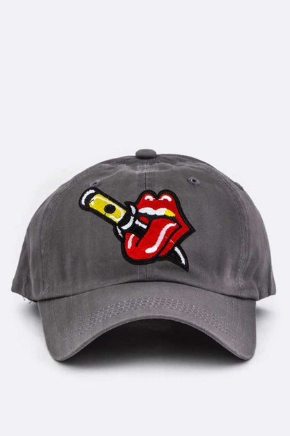 Stabbed Big Mouth Embroidery Cotton Cap