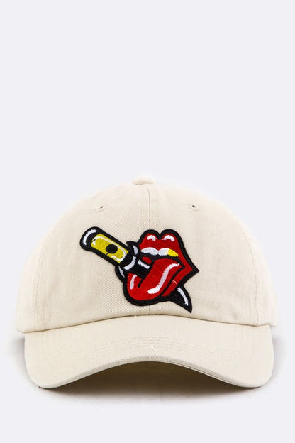 Stabbed Big Mouth Embroidery Cotton Cap