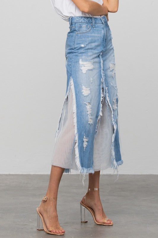 FULL COTTON SHA PREMIUM DENIM SKIRT