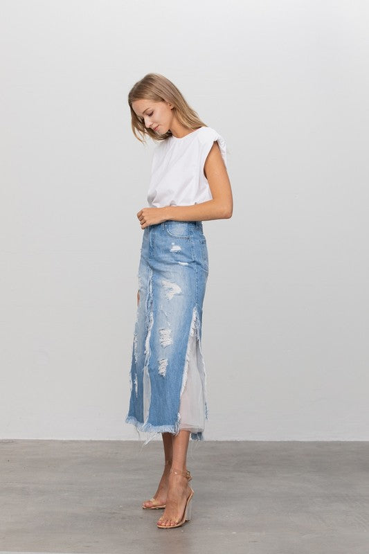 FULL COTTON SHA PREMIUM DENIM SKIRT