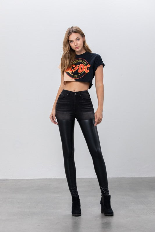 
                  
                    High Rise Leather Denim Skinny Pants
                  
                