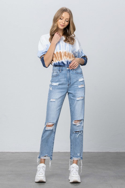 
                  
                    High Waist Ripped Fray Girlfriend Jeans
                  
                