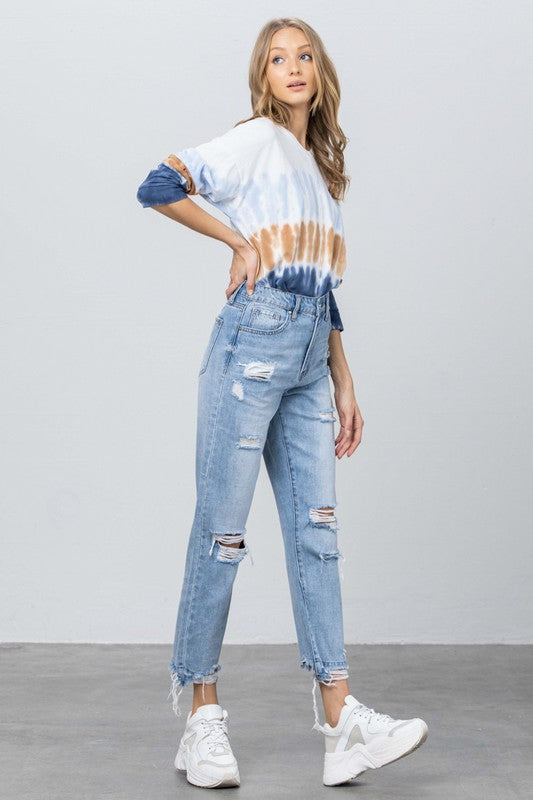 
                  
                    High Waist Ripped Fray Girlfriend Jeans
                  
                