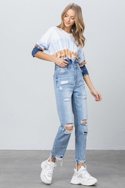 
                  
                    High Waist Ripped Fray Girlfriend Jeans
                  
                