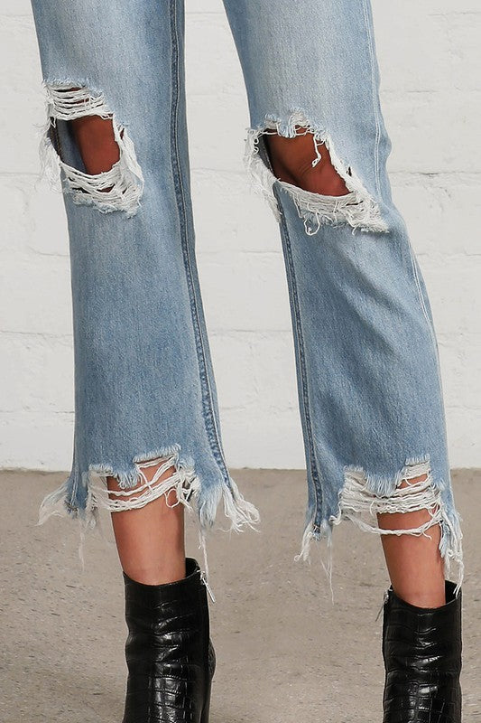 
                  
                    High Waist Ripped Frayed Hem Straight Jeans
                  
                