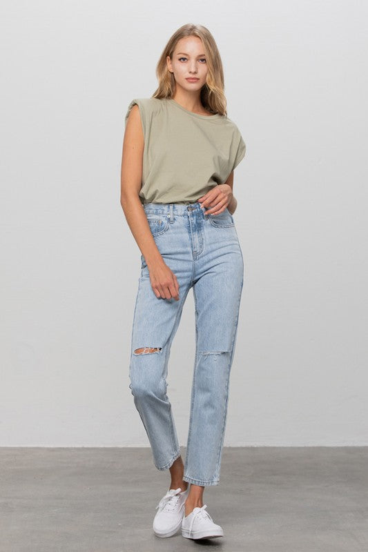 
                  
                    High Waist Ripped Tapered Jeans
                  
                