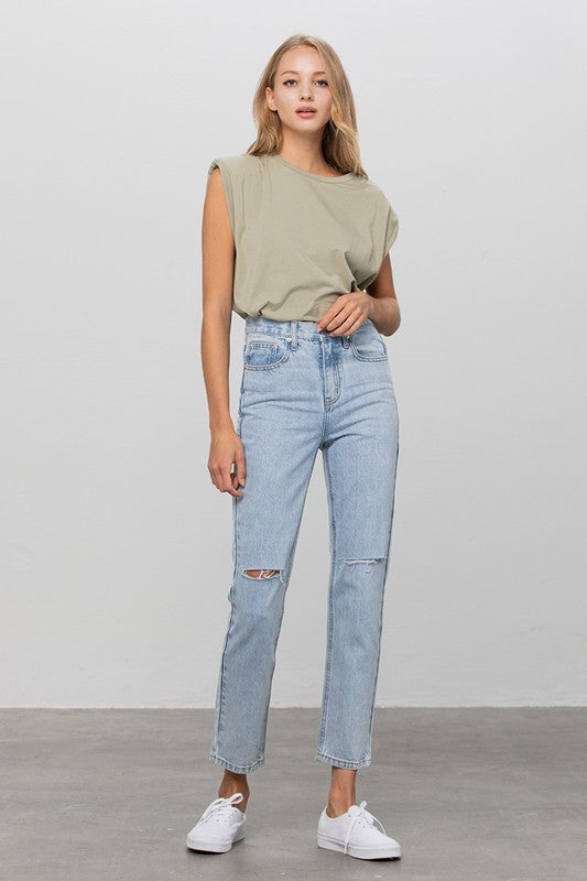 
                  
                    High Waist Ripped Tapered Jeans
                  
                