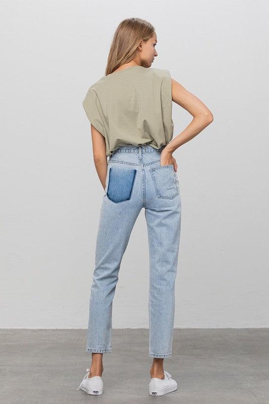 
                  
                    High Waist Ripped Tapered Jeans
                  
                