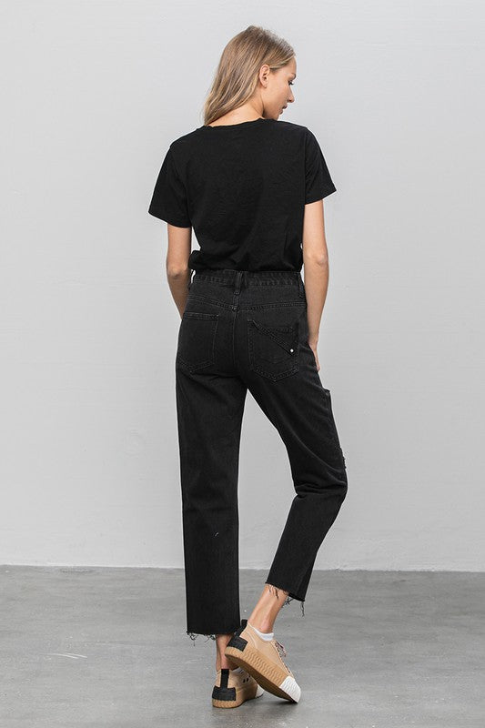 
                  
                    HIGH RISE PREMIUM STRAIGHT JEANS BLACK DENIM
                  
                