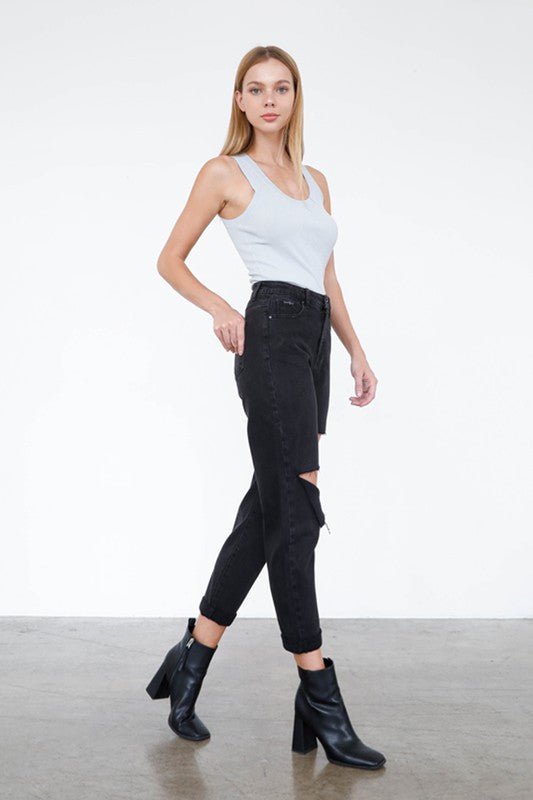 
                  
                    HIGH RISE DISTRESSED ANKLE JEANS
                  
                