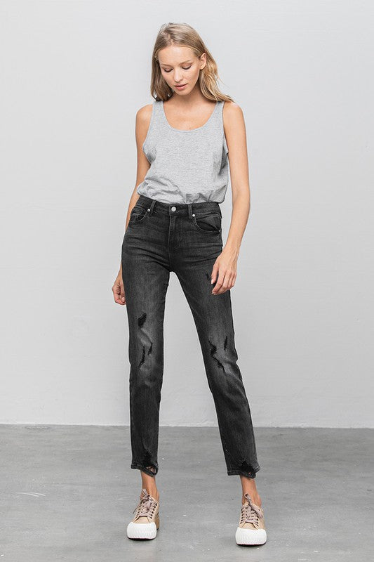 MID-RISE ANKLE STRAIGHT JEANS