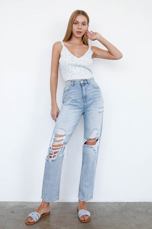 
                  
                    High Waist Ripped Loose Fit Jeans
                  
                