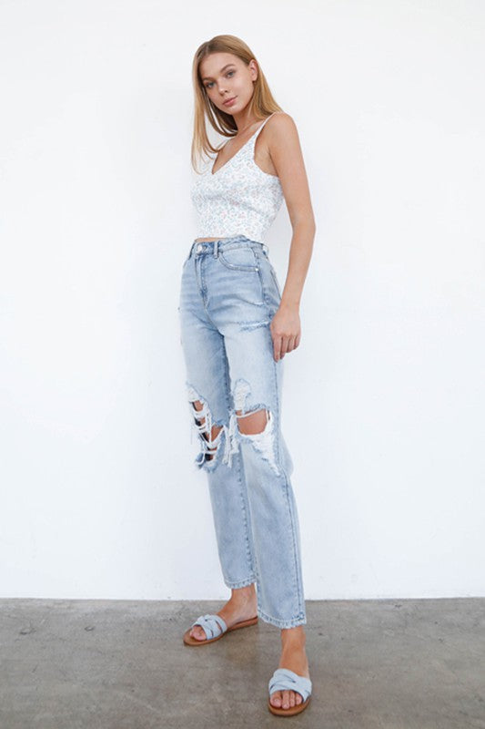 
                  
                    High Waist Ripped Loose Fit Jeans
                  
                