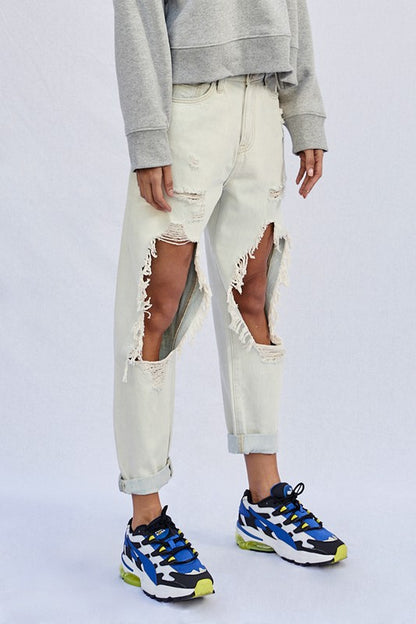 High Rise Destroyed Slouch Jeans