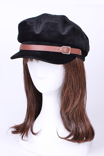 Velour Newsboy Hat