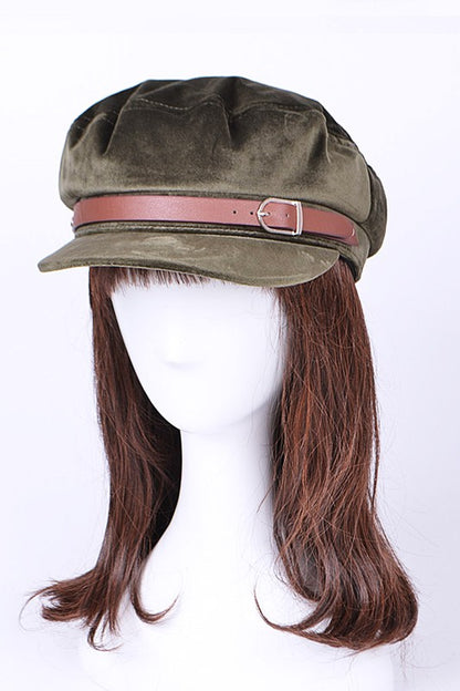 Velour Newsboy Hat