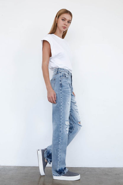 High Waist Loose Straight Jeans