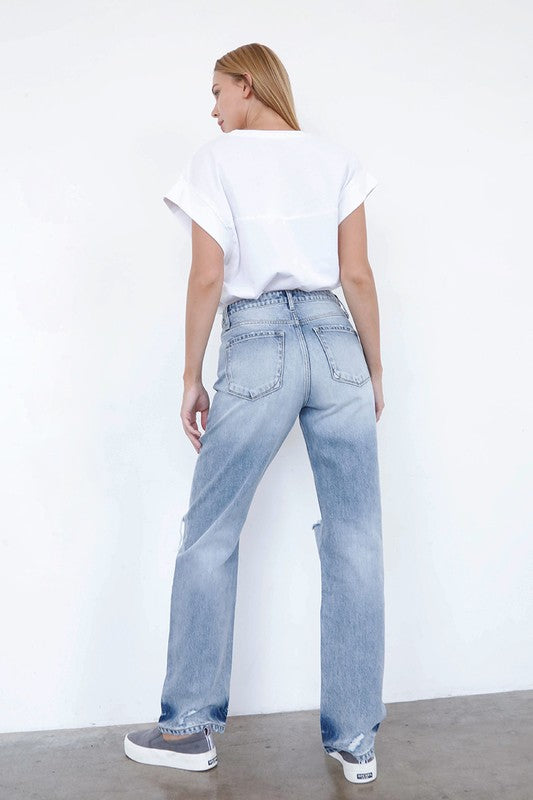 High Waist Loose Straight Jeans