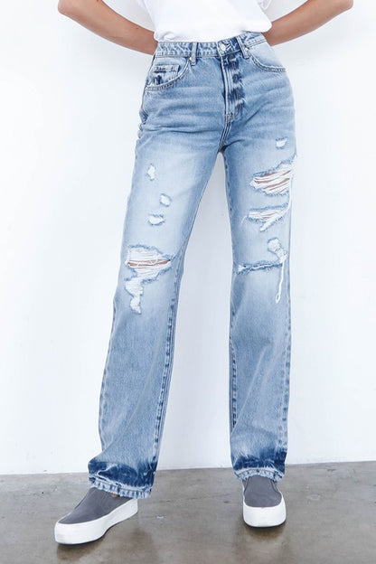 High Waist Loose Straight Jeans