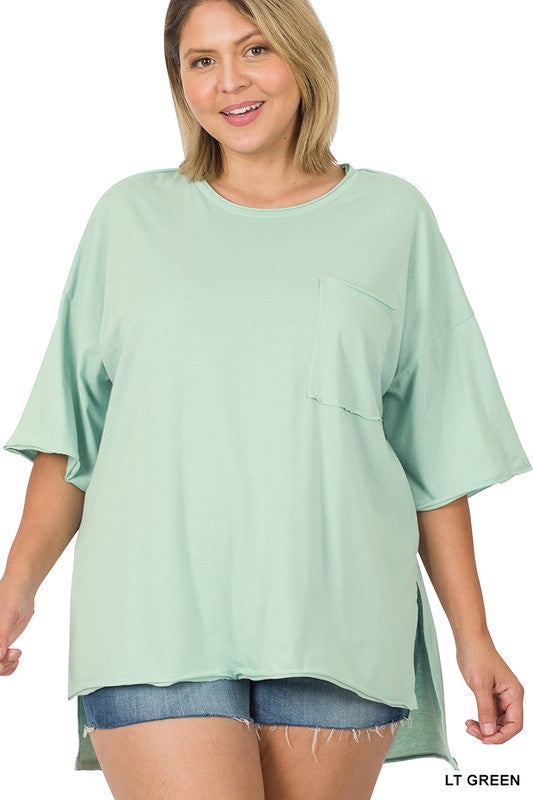 Plus Row Edge High-Low Hem Box Top