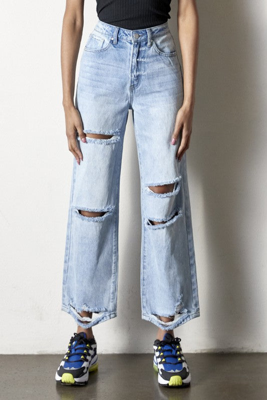 Destroyed Straight Jeans