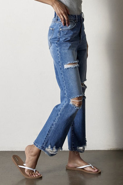 Destroyed Straight Jeans