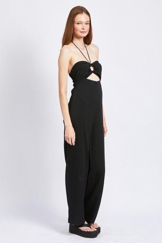 
                  
                    BANDEAU HALTER NECK JUMPSUIT
                  
                