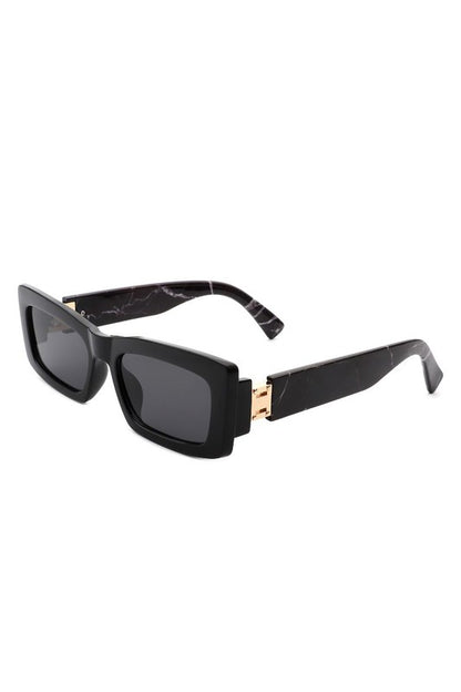 Retro Narrow Rectangle Flat Top Slim Sunglasses