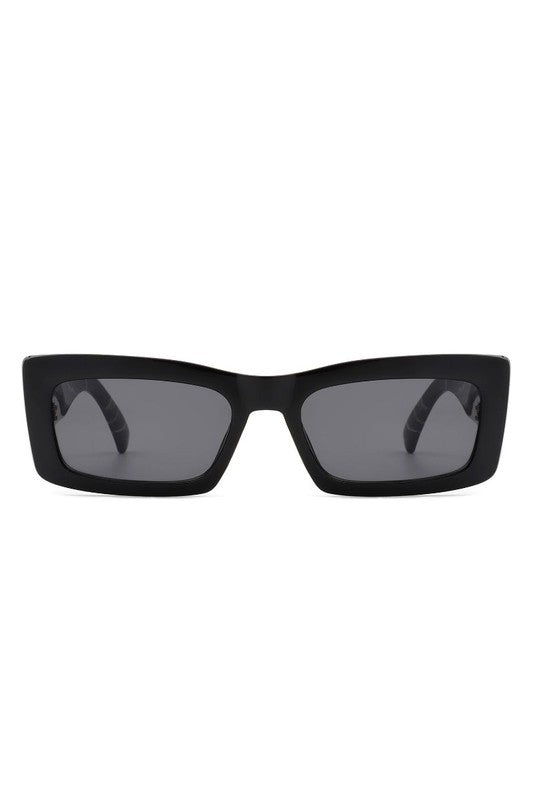 Retro Narrow Rectangle Flat Top Slim Sunglasses