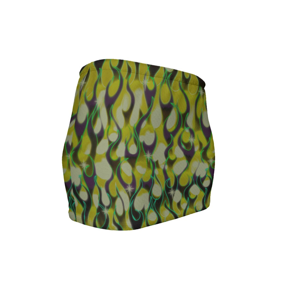 
                  
                    In Flames Green Slinky Micro Mini Skirt
                  
                