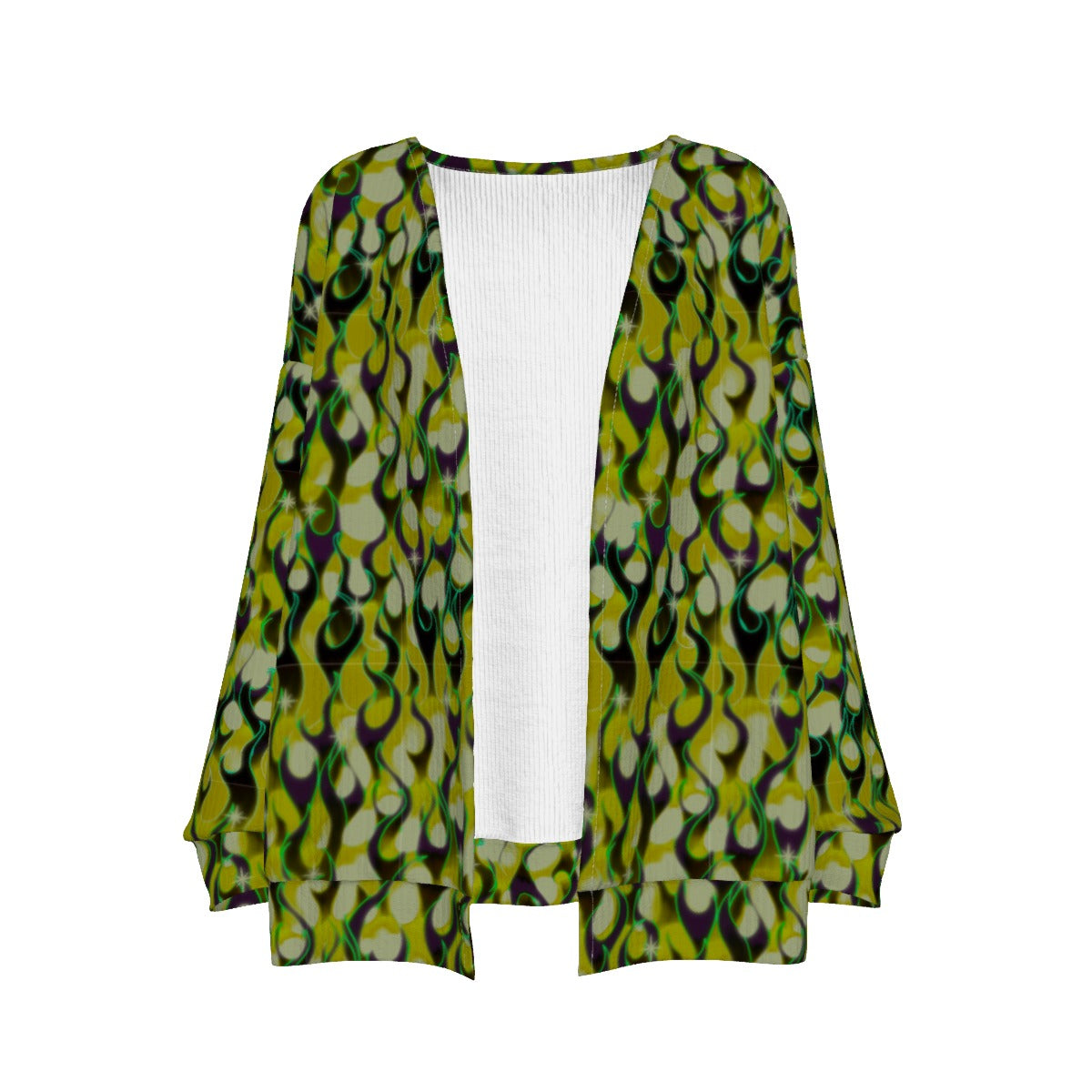 In Flames Faux-Knit Cardigan - GREEN