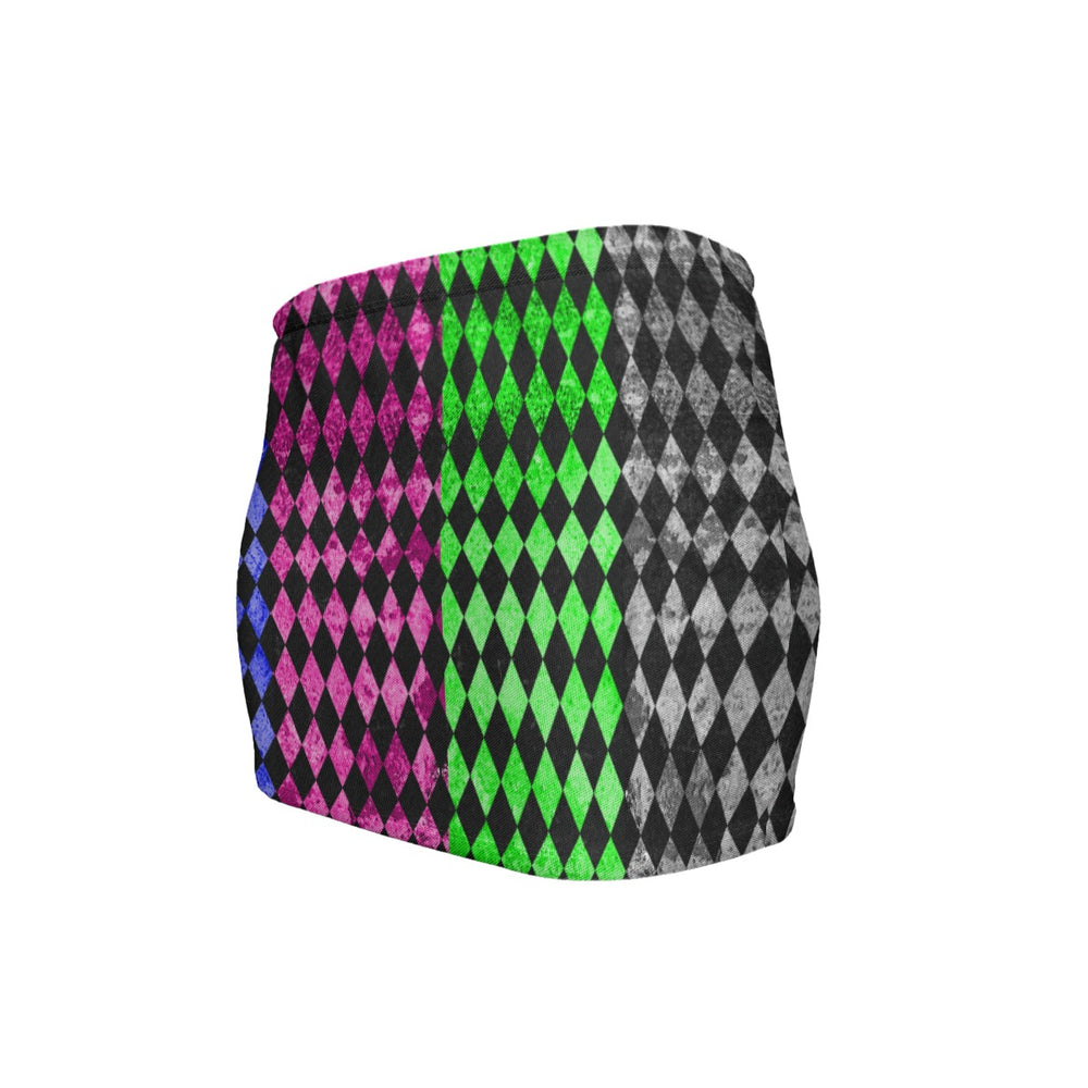 Rainbow Harlequin Slinky Micro Mini Skirt