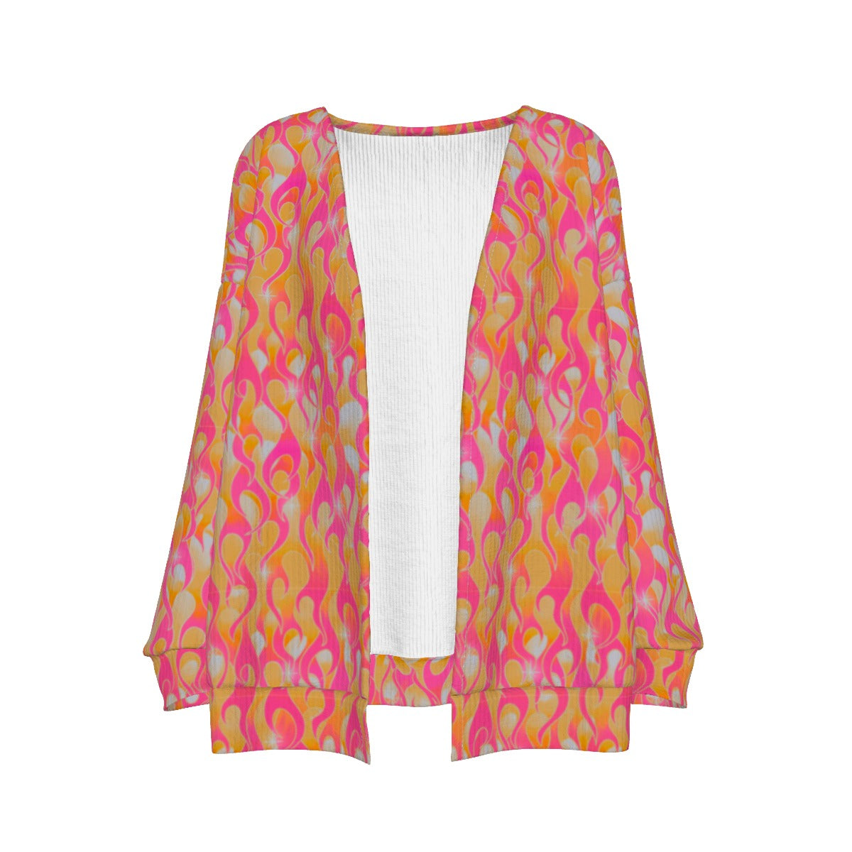 In Flames Faux-Knit Cardigan - PINK