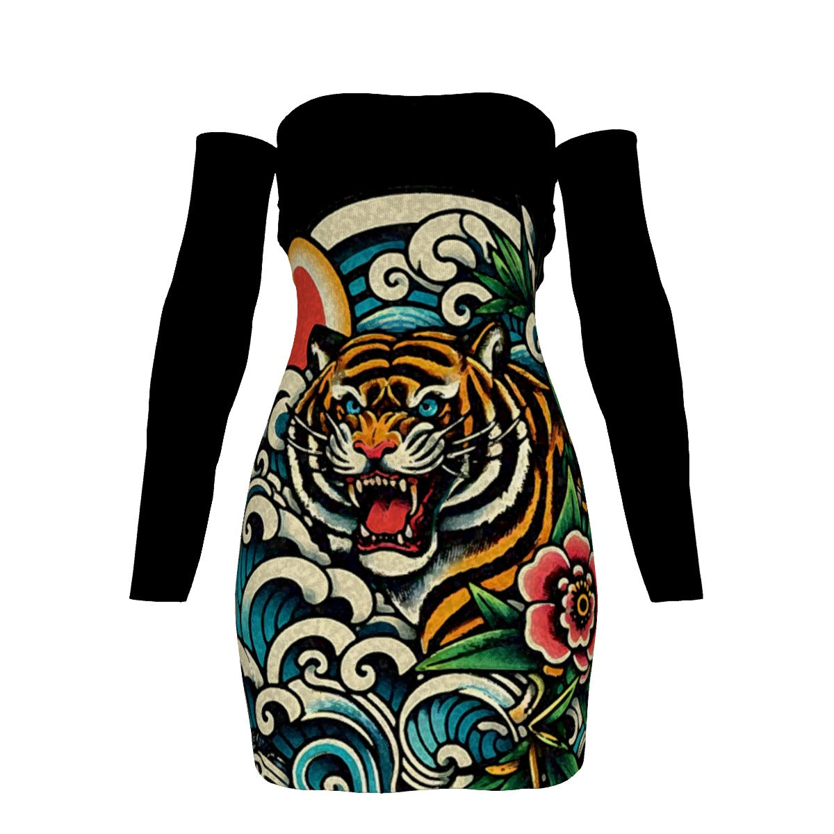 Tiger Waves Lace-Up Back Tube Dress