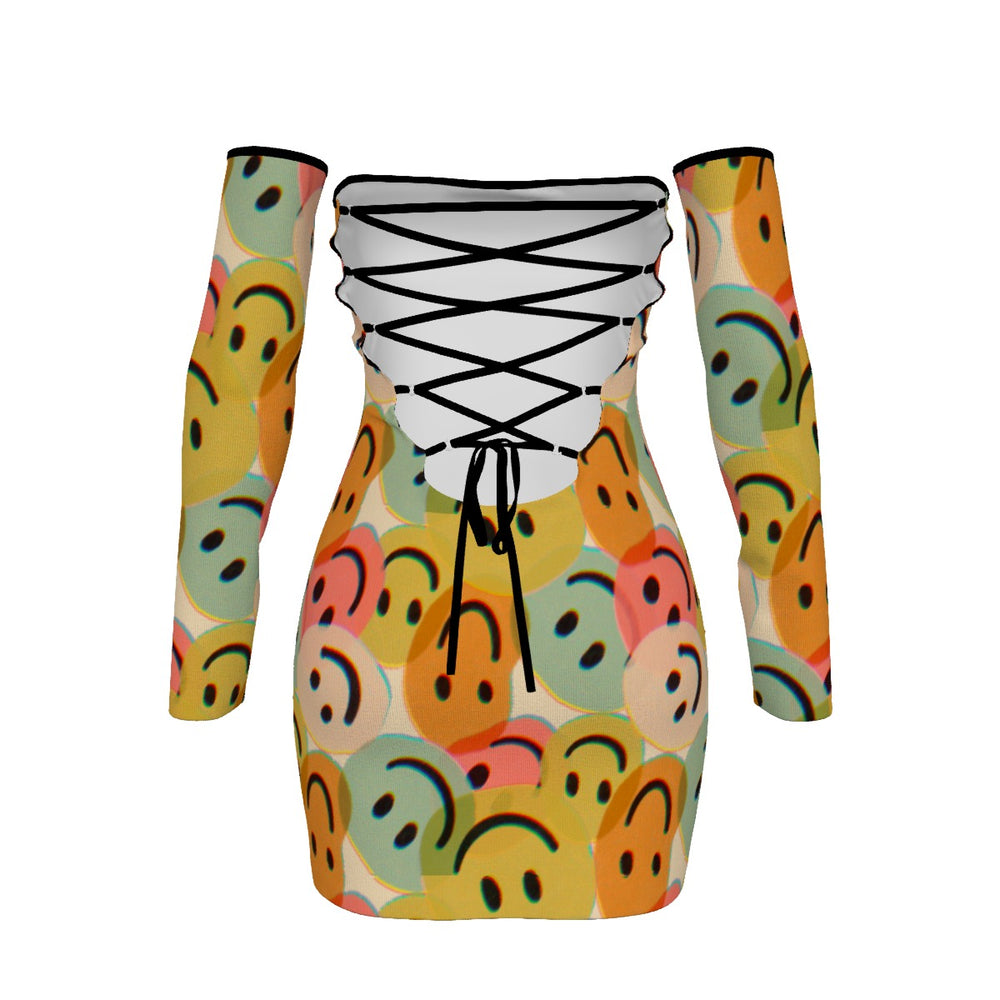 All Smilez Lace-Up Back Tube Dress