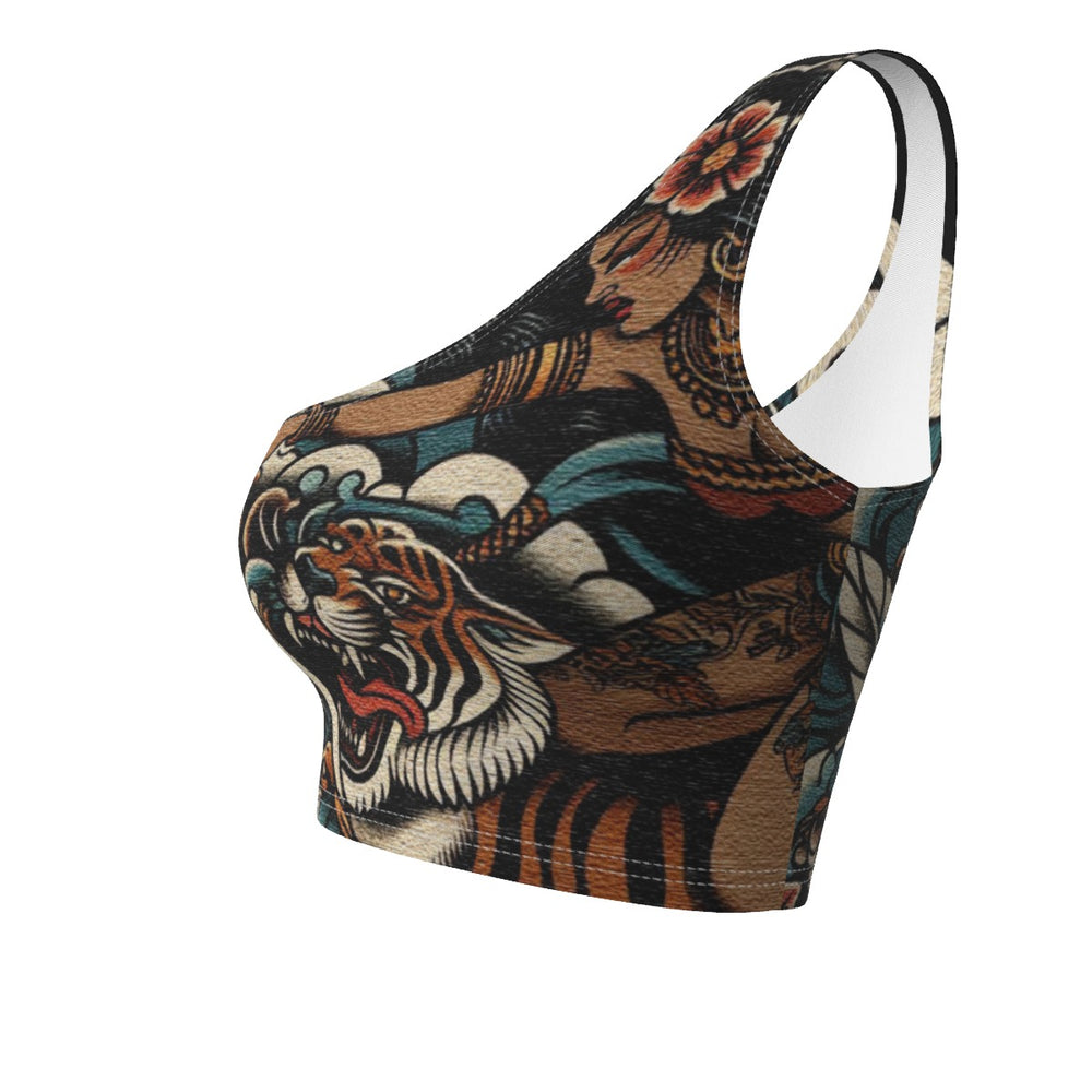 
                  
                    Tiger Warrior One-Shoulder Cropped Top
                  
                