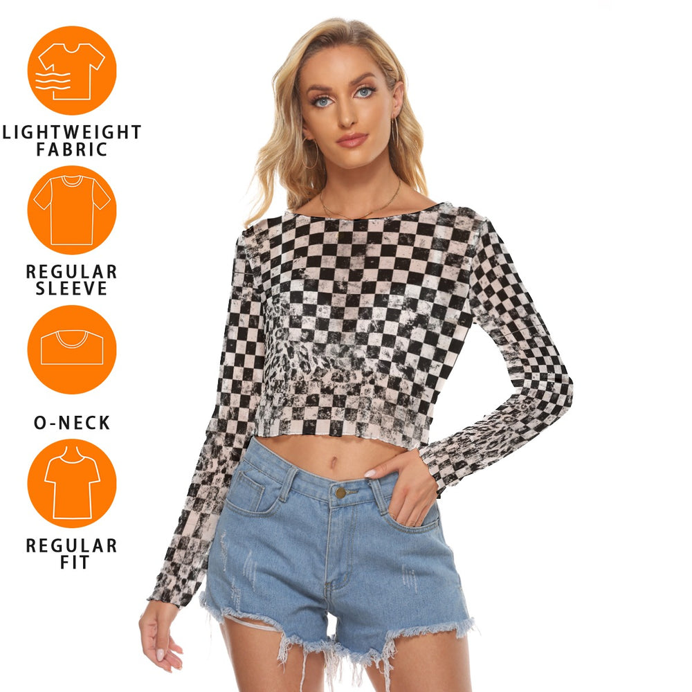 
                  
                    Warped Checkers Long Sleeve Mesh Top
                  
                