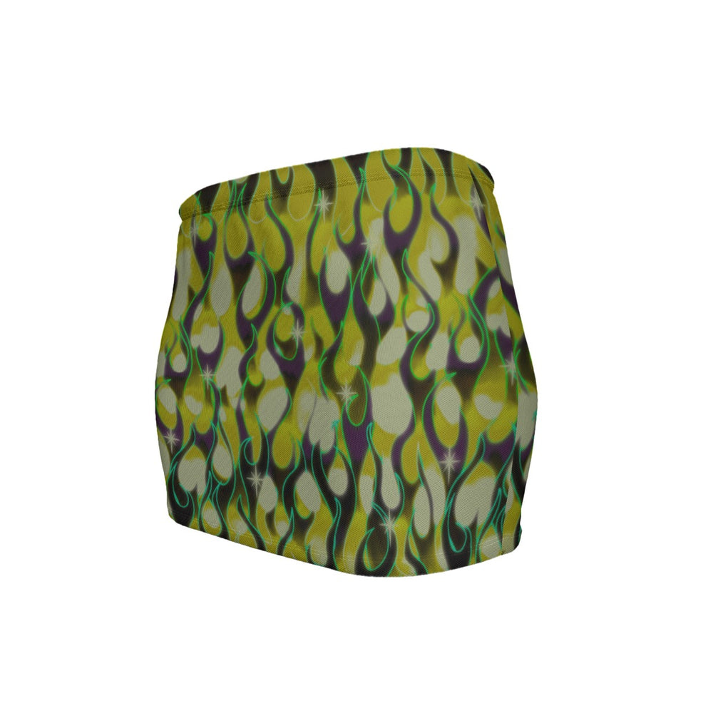 
                  
                    In Flames Green Slinky Micro Mini Skirt
                  
                