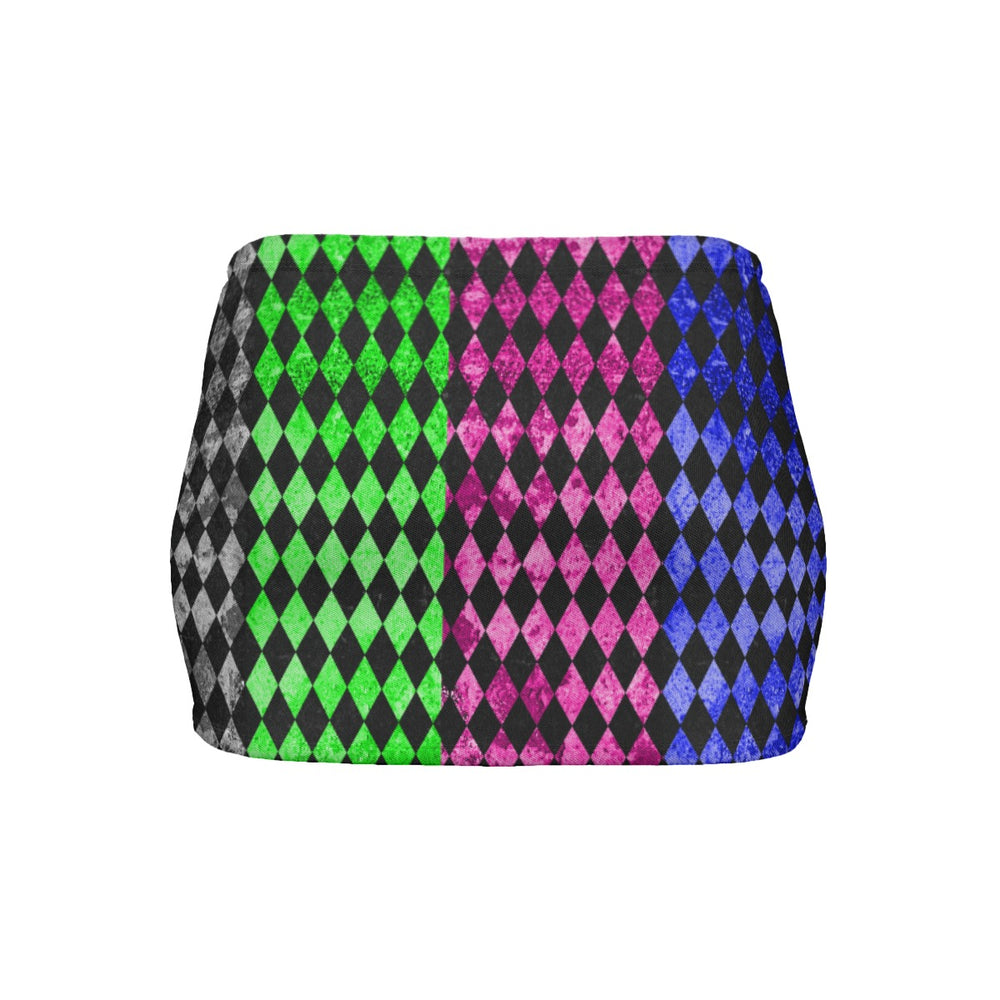 
                  
                    Rainbow Harlequin Slinky Micro Mini Skirt
                  
                