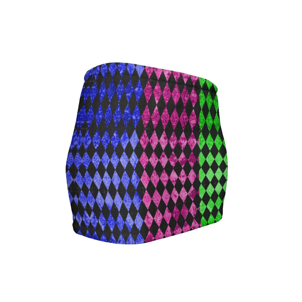 
                  
                    Rainbow Harlequin Slinky Micro Mini Skirt
                  
                