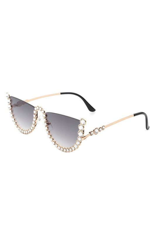 
                  
                    Half Frame Rhinestone Round Fashion Sunglasses
                  
                