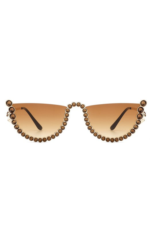 
                  
                    Half Frame Rhinestone Round Fashion Sunglasses
                  
                