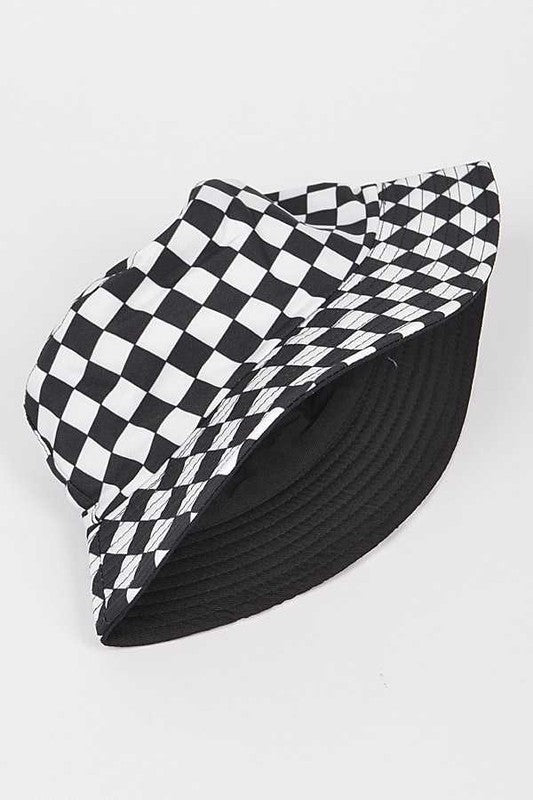 Reversible Checker Print Bucket Hat