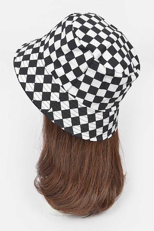 Reversible Checker Print Bucket Hat