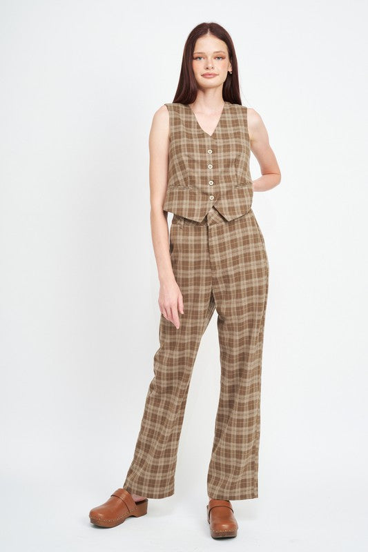 
                  
                    PLAID HIGH WAIST TROUSERS
                  
                