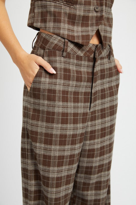 PLAID HIGH WAIST TROUSERS