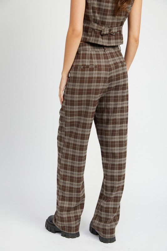 
                  
                    PLAID HIGH WAIST TROUSERS
                  
                