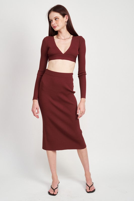 
                  
                    HIGH WAIST MIDI PINCIL SKIRT
                  
                