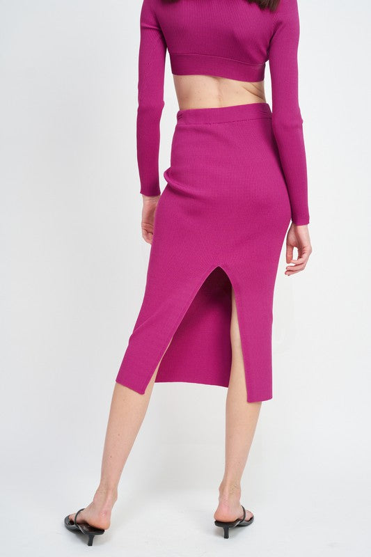 
                  
                    HIGH WAIST MIDI PINCIL SKIRT
                  
                